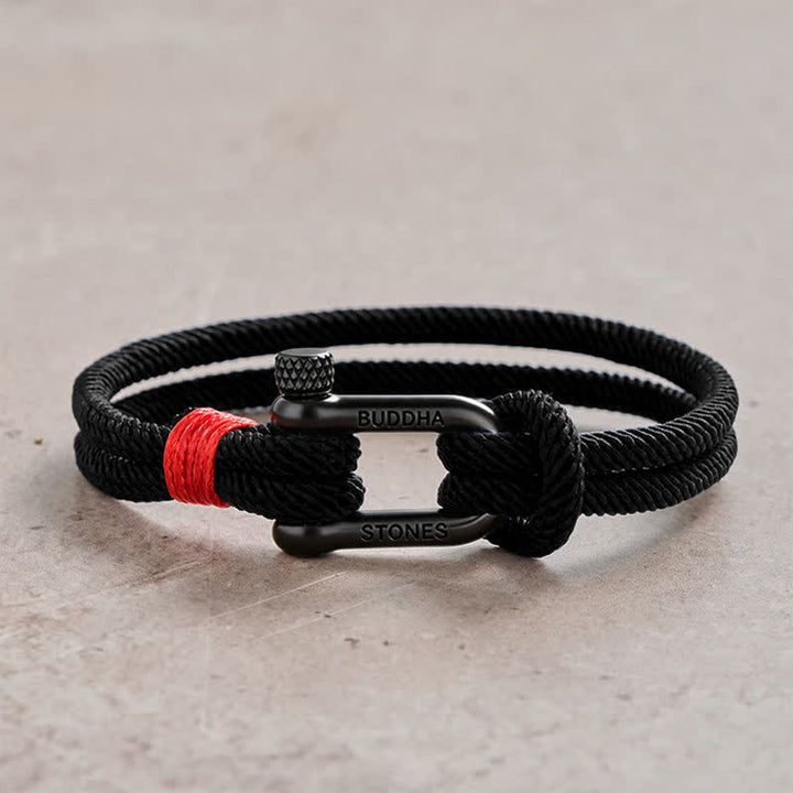 Buddha Stones Pulsera de estimulación con grillete de acero de titanio - Cuerda negra Hebilla negra - Circunferencia de la muñeca: 7,9–8,2 pulgadas (20–21 cm) - image 15