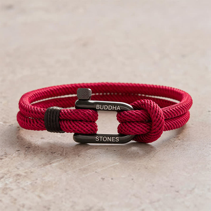Buddha Stones Brazalete reforzado con grillete de acero de titanio - Cuerda roja Hebilla negra - Circunferencia de la muñeca: 7,9–8,2 pulgadas (20–21 cm) - image 8