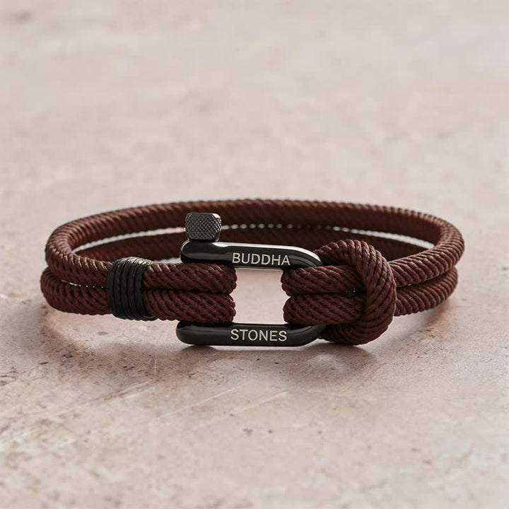 Buddha Stones Brazalete reforzado con grillete de acero de titanio - Cuerda marrón con hebilla negra - Circunferencia de la muñeca: 7,9–8,2 pulgadas (20–21 cm) - image 12