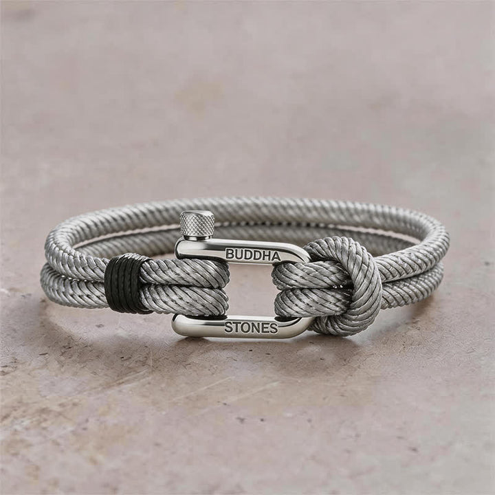 Buddha Stones Brazalete reforzado con grillete de acero de titanio - Cuerda gris con hebilla plateada - Circunferencia de la muñeca: 7,9–8,2 pulgadas (20–21 cm) - image 16