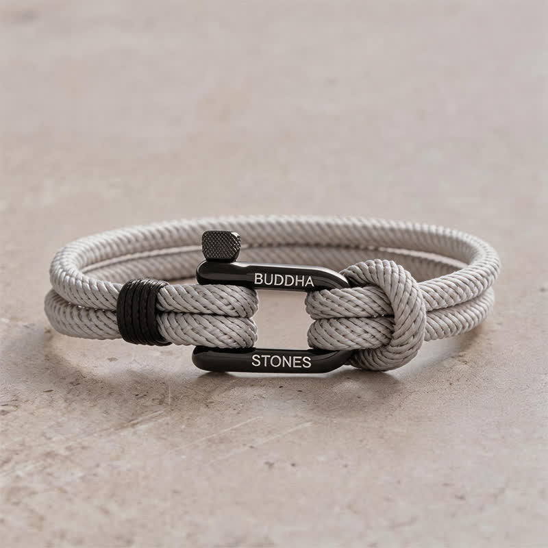 Buddha Stones Brazalete reforzado con grillete de acero de titanio - Cuerda gris con hebilla negra - Circunferencia de la muñeca: 7,9–8,2 pulgadas (20–21 cm) - image 10