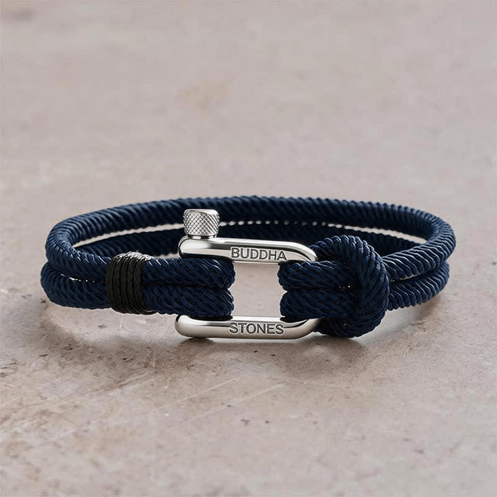 Buddha Stones Brazalete reforzado con grillete de acero de titanio - Cuerda azul, hebilla plateada - Circunferencia de la muñeca: 7,9–8,2 pulgadas (20–21 cm) - image 14