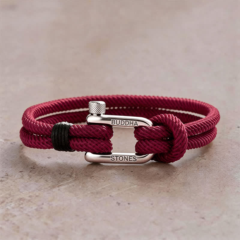 Buddha Stones Brazalete reforzado con grillete de acero de titanio - Cuerda roja, hebilla plateada - Circunferencia de la muñeca: 7,9–8,2 pulgadas (20–21 cm) - image 15