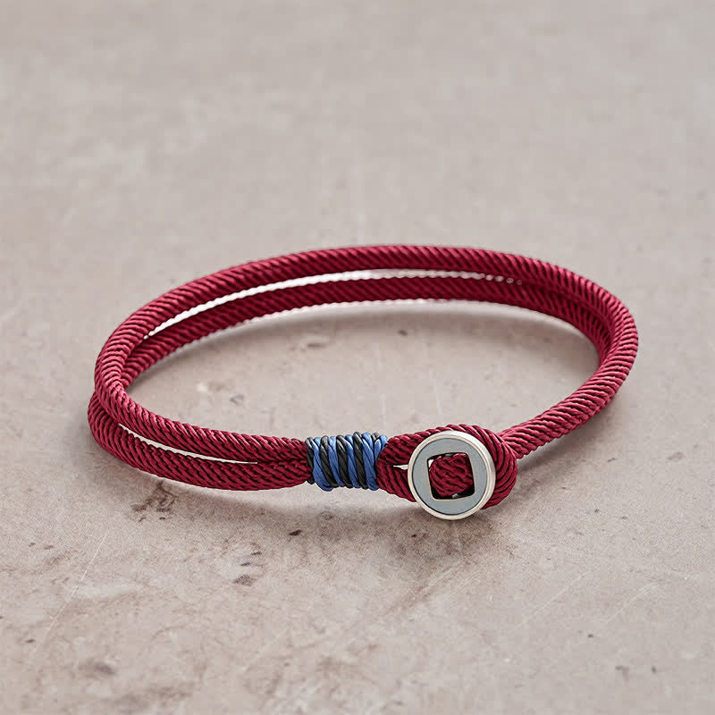 Buddha Stones Pulsera protectora de doble vuelta con botón de plata de ley 925 - borgoña - Circunferencia de la muñeca: 7,9–8,2 pulgadas (20–21 cm) - image 0