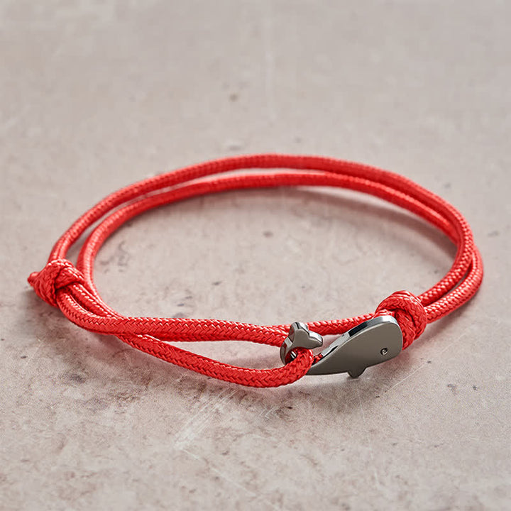 Buddha Stones Pulsera de conexión de ballena con cuerda trenzada de doble vuelta - image 1