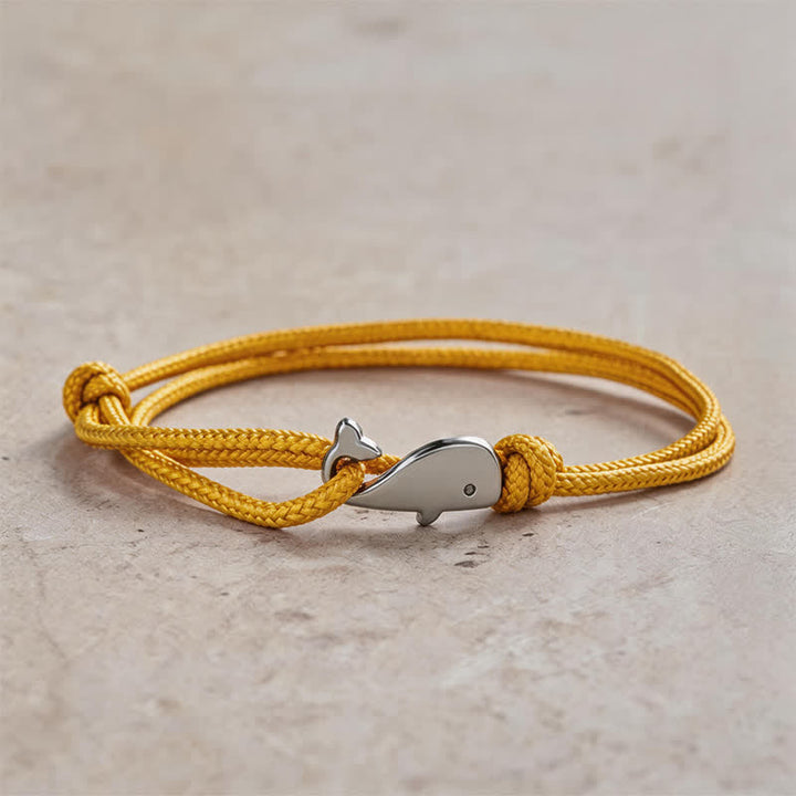 Buddha Stones Pulsera de conexión de ballena con cuerda trenzada de doble vuelta - Amarillo - image 7