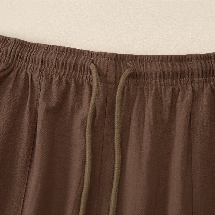 Buddha Stones Pantalones capri casuales de verano con cordón ajustable, color liso, para hombre, pierna recta y bolsillos. - image 2