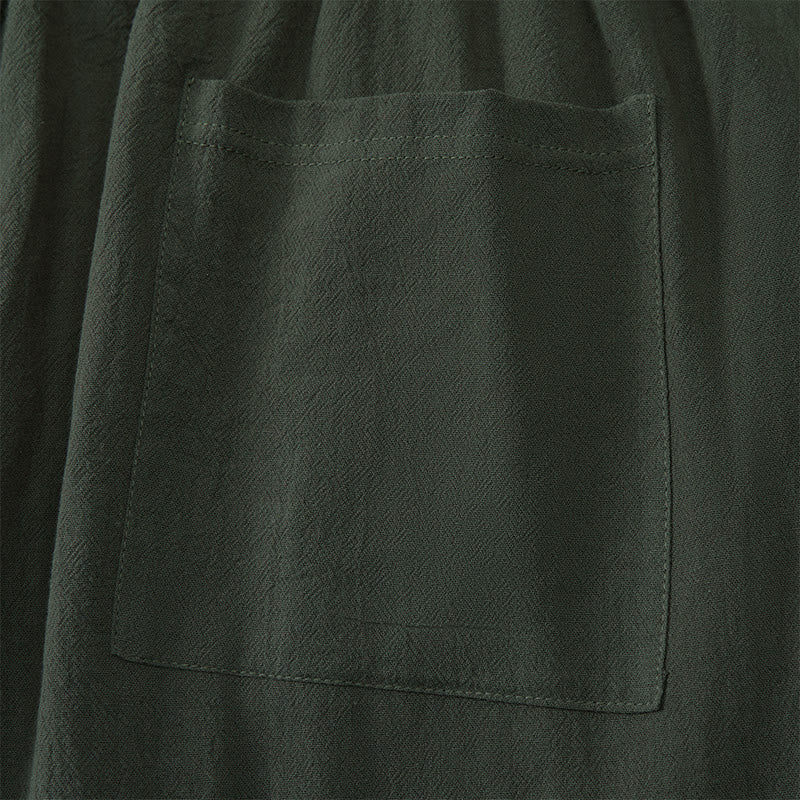 Buddha Stones Pantalones capri casuales de verano con cordón ajustable, color liso, para hombre, pierna recta y bolsillos. - image 12