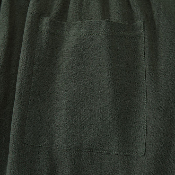 Buddha Stones Pantalones capri casuales de verano con cordón ajustable, color liso, para hombre, pierna recta y bolsillos. - image 12