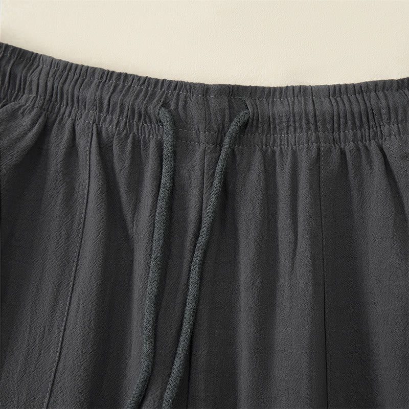 Buddha Stones Pantalones capri casuales de verano con cordón ajustable, color liso, para hombre, pierna recta y bolsillos. - image 17