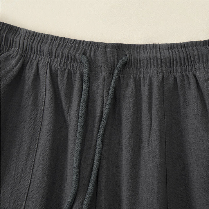 Buddha Stones Pantalones capri casuales de verano con cordón ajustable, color liso, para hombre, pierna recta y bolsillos. - image 17