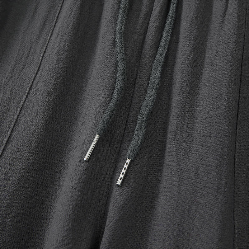 Buddha Stones Pantalones capri casuales de verano con cordón ajustable, color liso, para hombre, pierna recta y bolsillos. - image 18