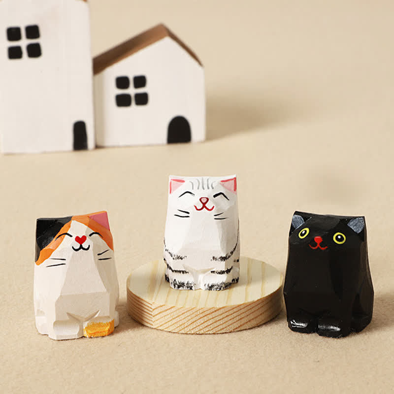 Buddha Stones Llaveros de madera tallada a mano con forma de gato, Om Mani Padme Hum Paz - image 16