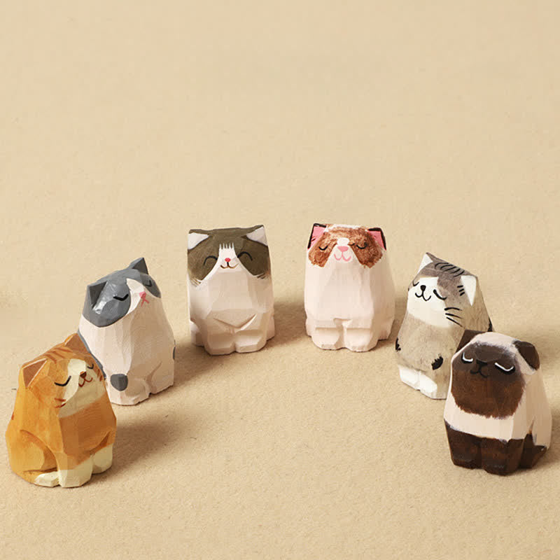Buddha Stones Llaveros de madera tallada a mano con forma de gato, Om Mani Padme Hum Peace - image 17