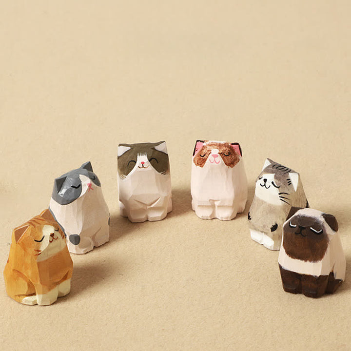Buddha Stones Llaveros de madera tallada a mano con forma de gato, Om Mani Padme Hum Peace - image 17