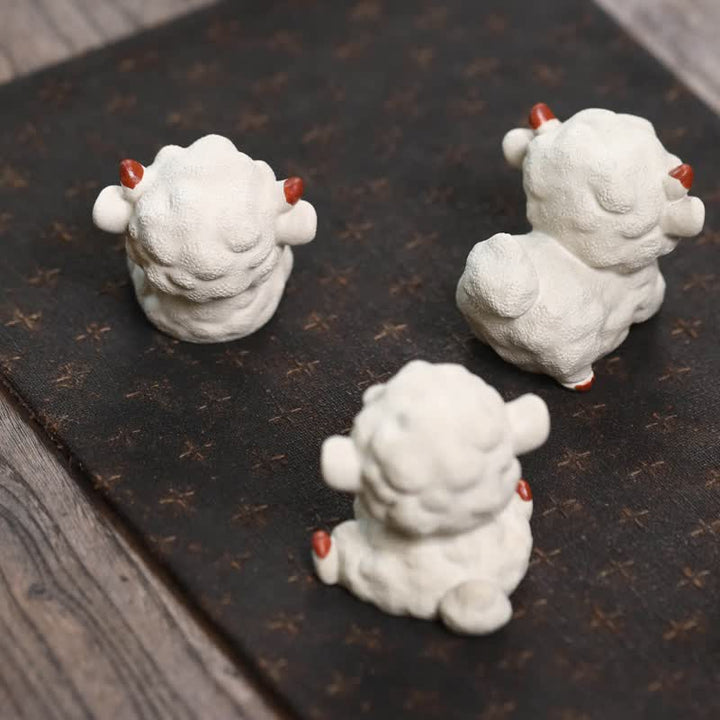 Buddha Stones Decoración para mascotas con forma de oveja linda del zodiaco chino de arcilla púrpura y té. - image 11