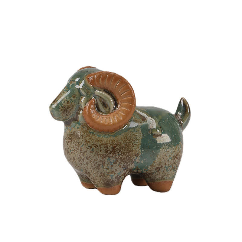 Buddha Stones Decoración con animales adorables: Carnero del zodiaco chino, esmalte de cambio de horno, símbolo de prosperidad. - image 11