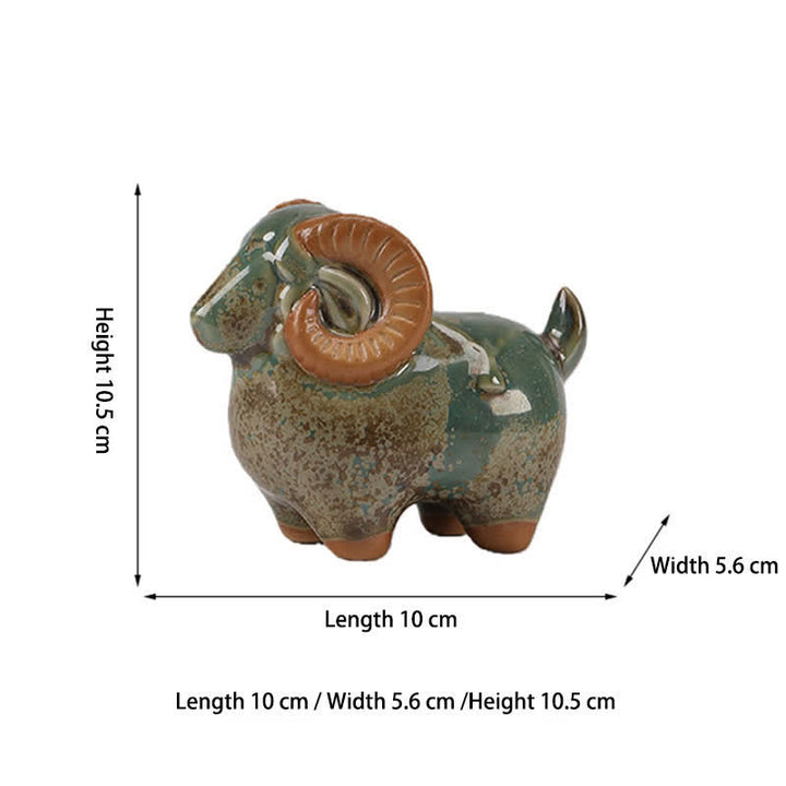 Buddha Stones Decoración con animales adorables: Carnero del zodiaco chino, esmalte de cambio de horno, símbolo de prosperidad. - image 10