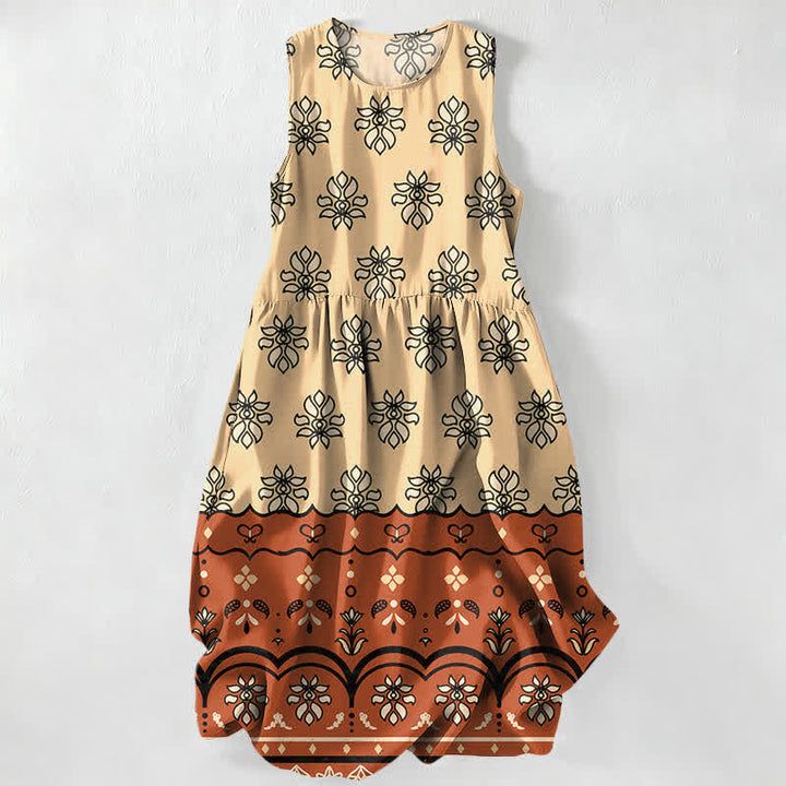 Buddha Stones Vestido midi de verano informal para mujer con estampado floral en color menta y bolsillos. - Mocasín - US16，UK/AU20，EU48 (3XL) - image 5