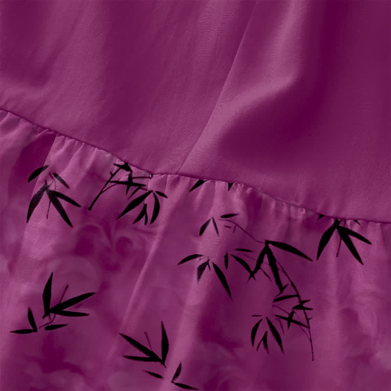 Buddha Stones Vestido midi de verano informal para mujer con estampado de hojas de bambú y bolsillos. - image 1