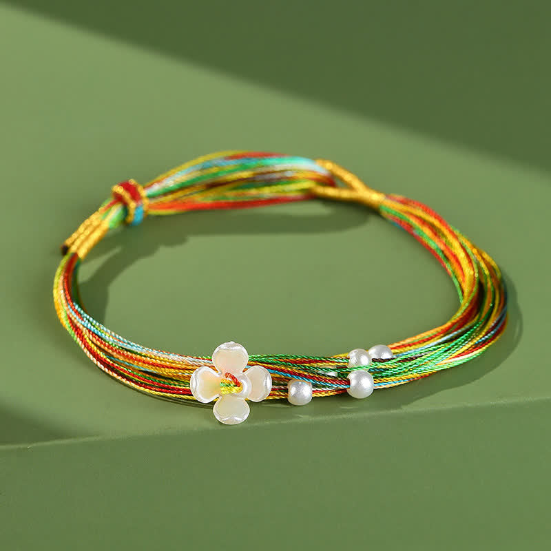 Buddha Stones Pulsera de conexión Zongzi de flores de durazno con múltiples hilos de colores - Flores de durazno - image 0