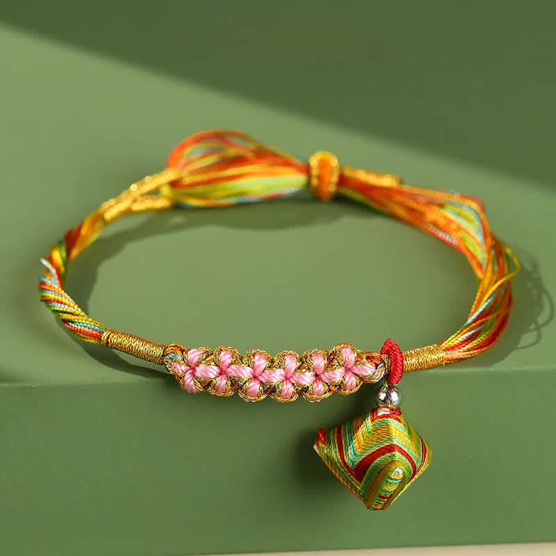 Buddha Stones Pulsera de conexión Zongzi de flores de durazno con múltiples hilos de colores - Zongzi - image 1