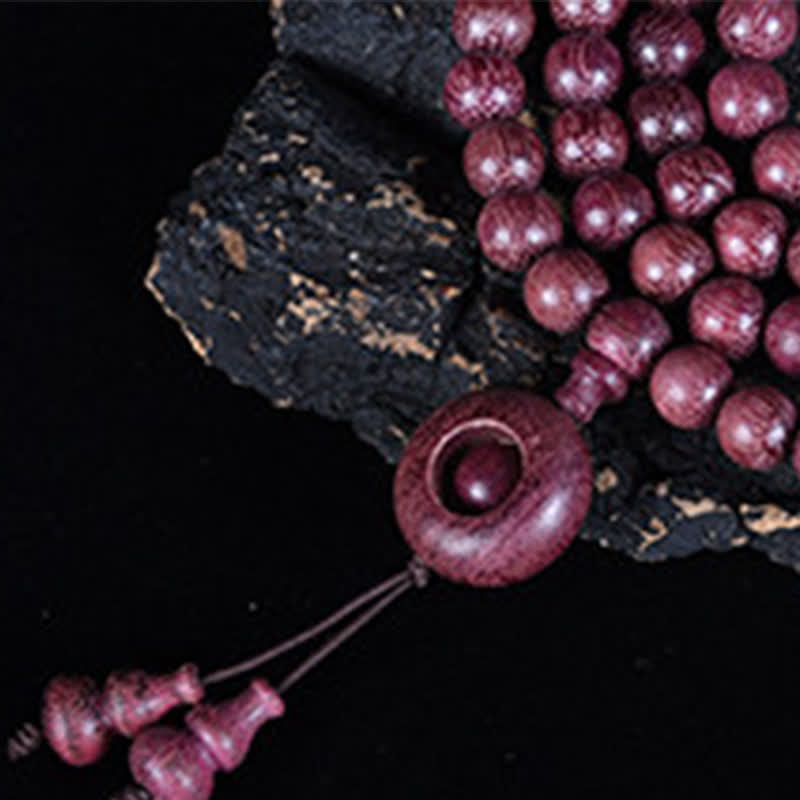 Buddha Stones Mala de 108 cuentas de calabaza Peltogyne natural - image 17
