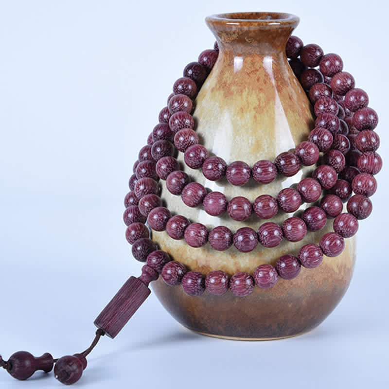 Buddha Stones Mala de 108 cuentas de calabaza Peltogyne natural - image 13