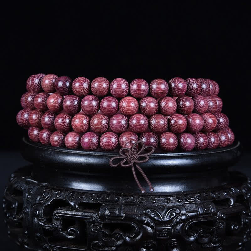 Buddha Stones Mala de 108 cuentas de calabaza Peltogyne natural - image 7