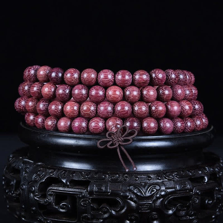 Buddha Stones Mala de 108 cuentas de calabaza Peltogyne natural - image 7