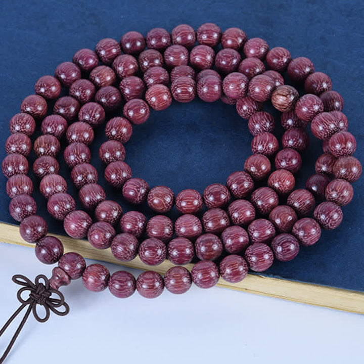 Buddha Stones Mala de 108 cuentas de calabaza Peltogyne natural - image 8