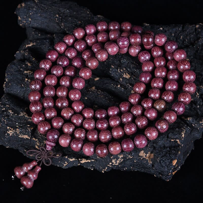 Buddha Stones Mala de 108 cuentas de calabaza Peltogyne natural - image 2