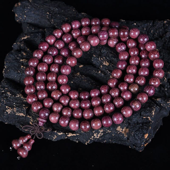 Buddha Stones Mala de 108 cuentas de calabaza Peltogyne natural - image 2