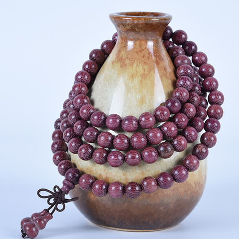 Buddha Stones Mala de 108 cuentas de calabaza Peltogyne natural - image 1