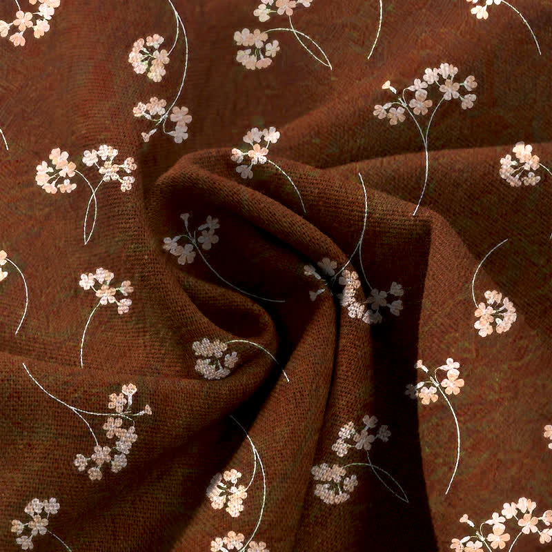 Buddha Stones Pantalones de mujer de lino y algodón con estampado floral, cintura elástica y pernera ancha con bolsillos. - image 3