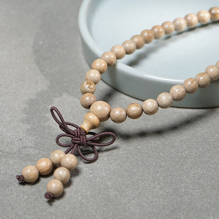 Buddha Stones Mala de 108 cuentas de madera de alcanfor natural, perseverancia - image 5