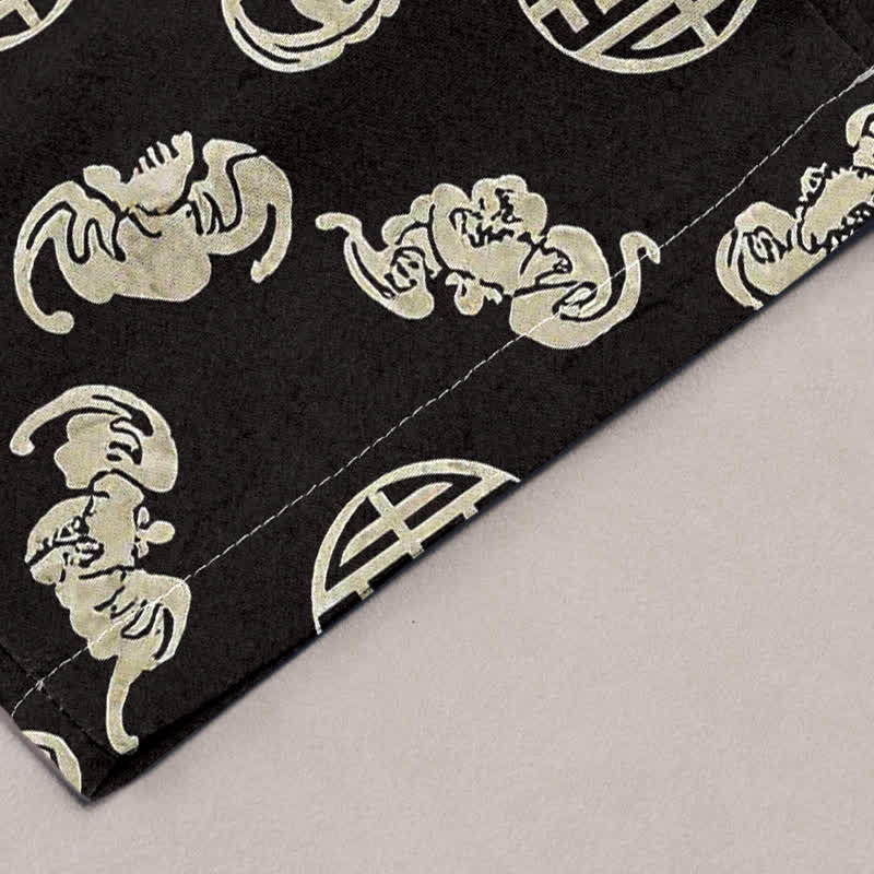 Buddha Stones Pantalones de hombre cónicos con bolsillos, estampado redondo de nube de longevidad de algodón. - image 2