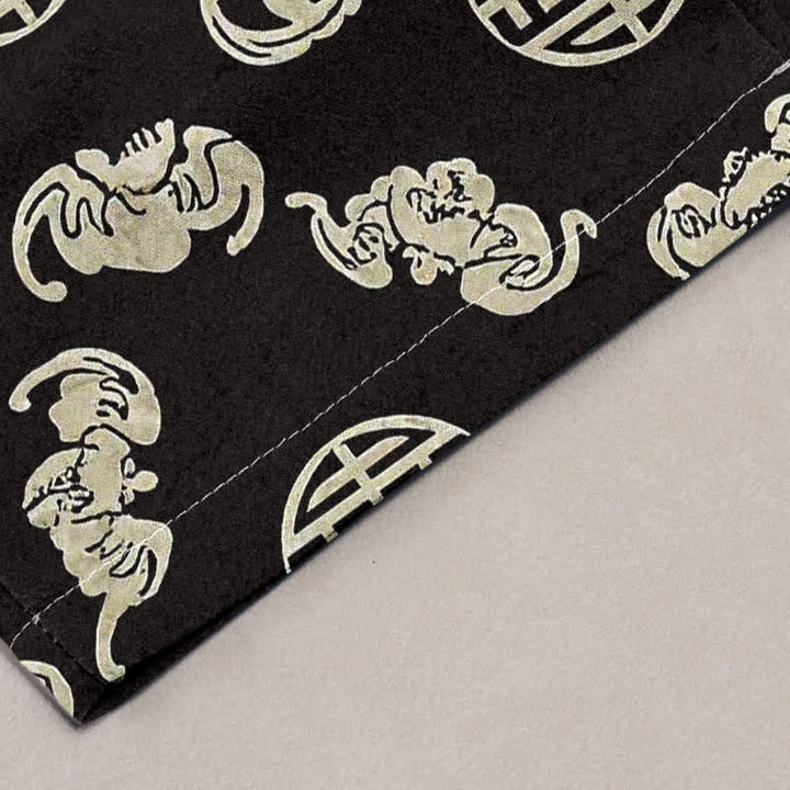 Buddha Stones Pantalones de hombre cónicos con bolsillos, estampado redondo de nube de longevidad de algodón. - image 2