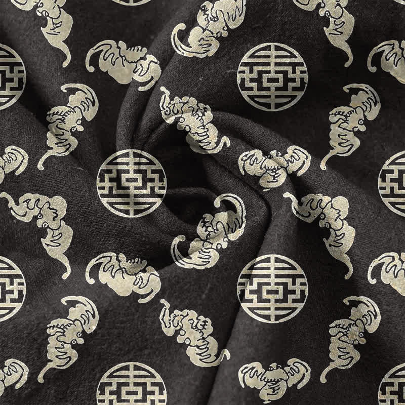 Buddha Stones Pantalones de hombre cónicos con bolsillos, estampado redondo de nube de longevidad de algodón. - image 3
