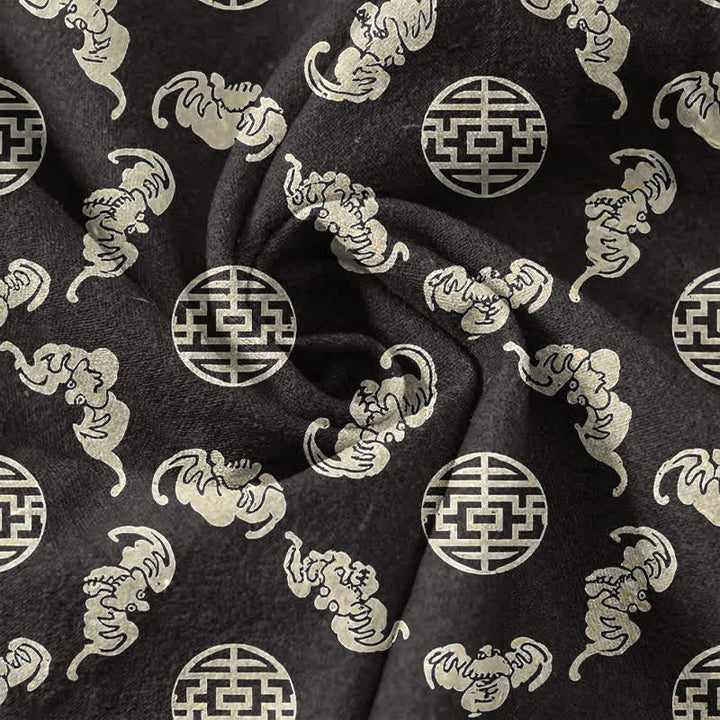Buddha Stones Pantalones de hombre cónicos con bolsillos, estampado redondo de nube de longevidad de algodón. - image 3