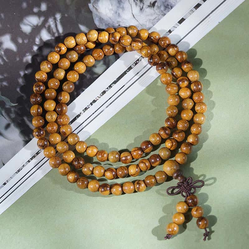 Buddha Stones Mala de 108 cuentas de madera de mármol natural Harmony - image 1