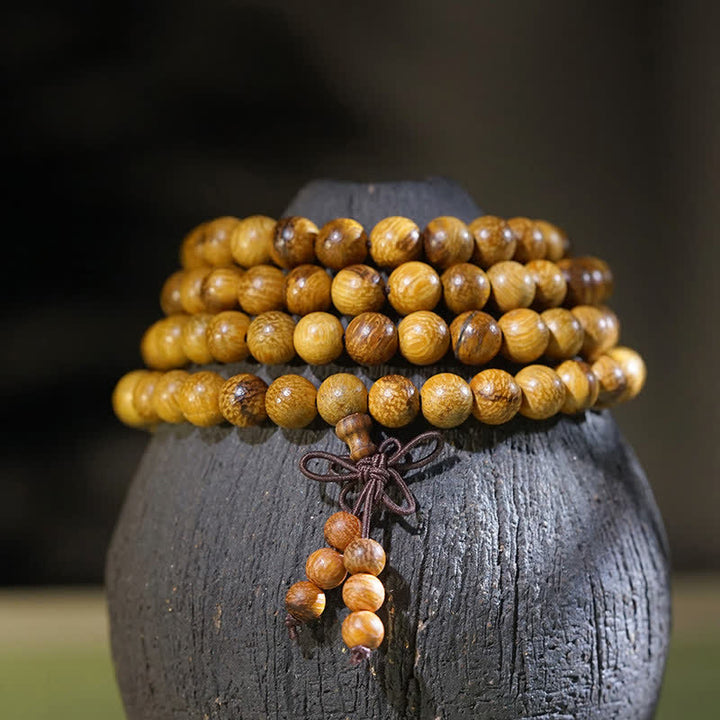 Buddha Stones Mala de 108 cuentas de madera de mármol natural Harmony - 6 mm - image 0