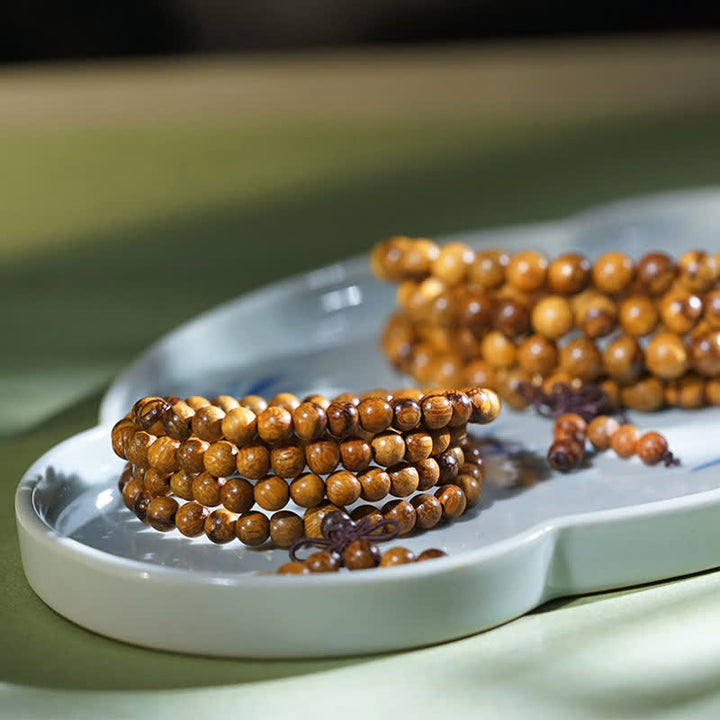 Buddha Stones Mala de 108 cuentas de madera de mármol natural Harmony - image 4