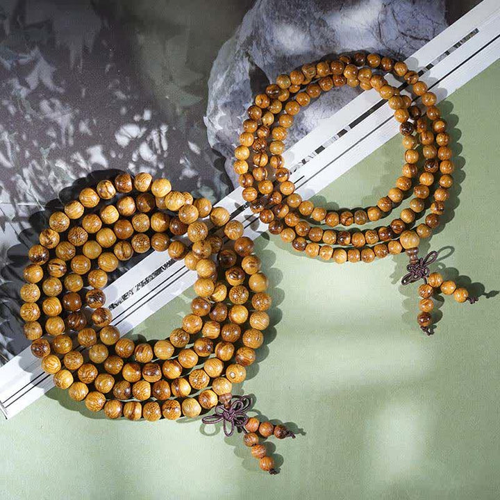 Buddha Stones Mala de 108 cuentas de madera de mármol natural Harmony - image 7