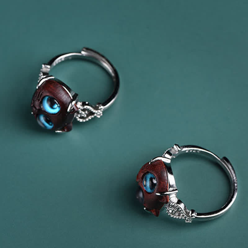 Buddha Stones Anillo ajustable de longevidad para gatos de sándalo rojo de hoja pequeña - image 5
