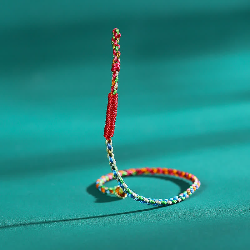 Buddha Stones Pulsera trenzada de hilo colorido con diseño de pez koi para la buena suerte, tejida a mano. - image 3