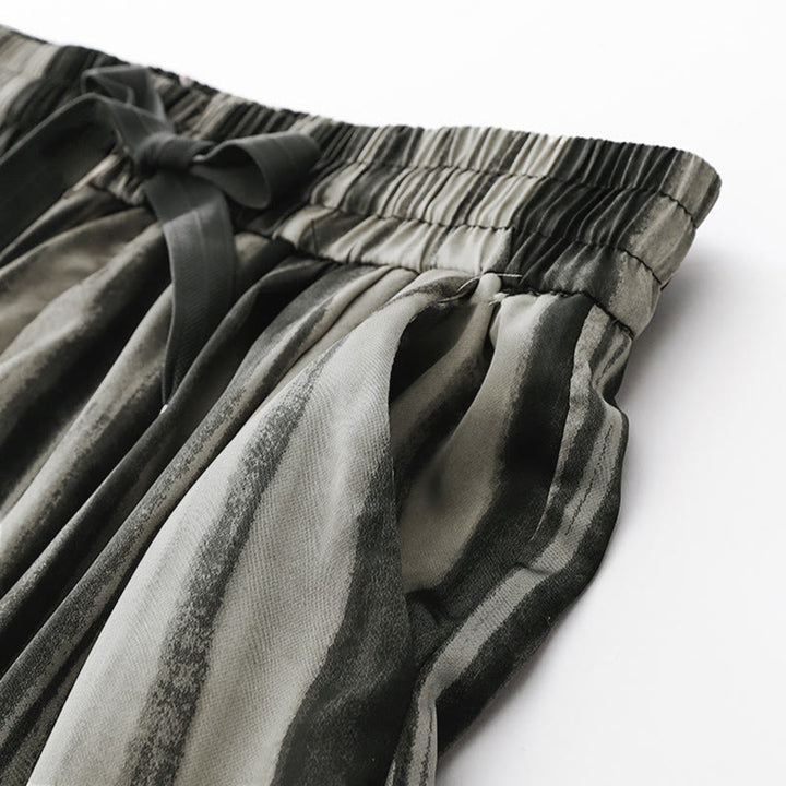 Buddha Stones Pantalones largos de verano elegantes e informales con cordón ajustable y rayas verticales para mujer, de pierna recta y con bolsillos. - image 12