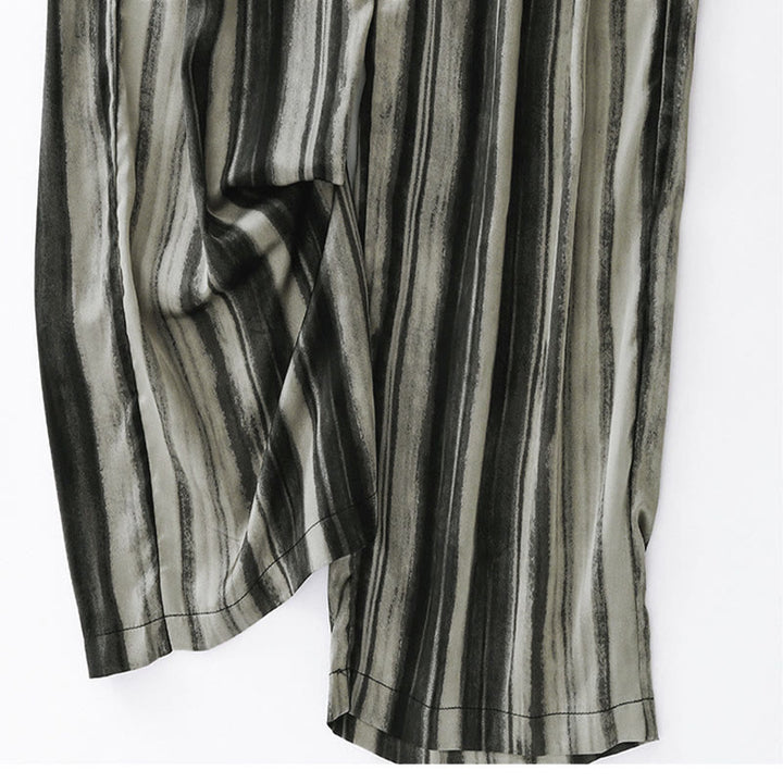 Buddha Stones Pantalones largos de verano elegantes e informales con cordón ajustable y rayas verticales para mujer, de pierna recta y con bolsillos. - image 14