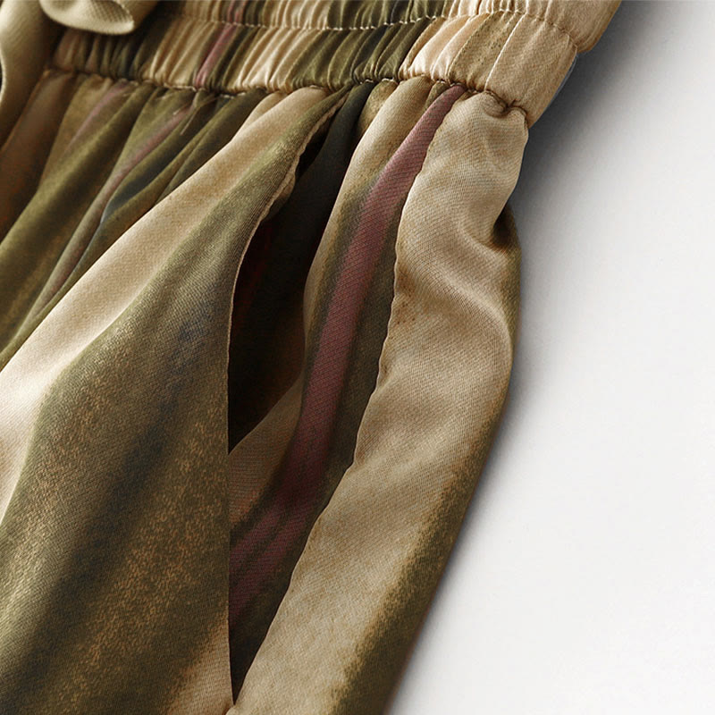 Buddha Stones Pantalones largos de verano elegantes e informales con cordón ajustable y rayas verticales para mujer, de pierna recta y con bolsillos. - image 3