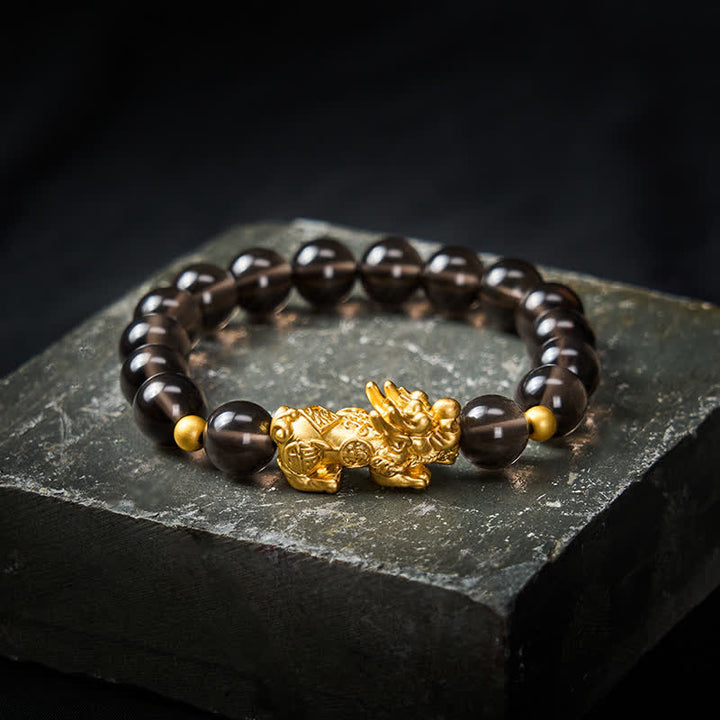 Buddha Stones Pulsera de la buena fortuna de obsidiana de hielo PiXiu - Obsidiana de hielo (Limpieza ♥ Positiva) - image 0